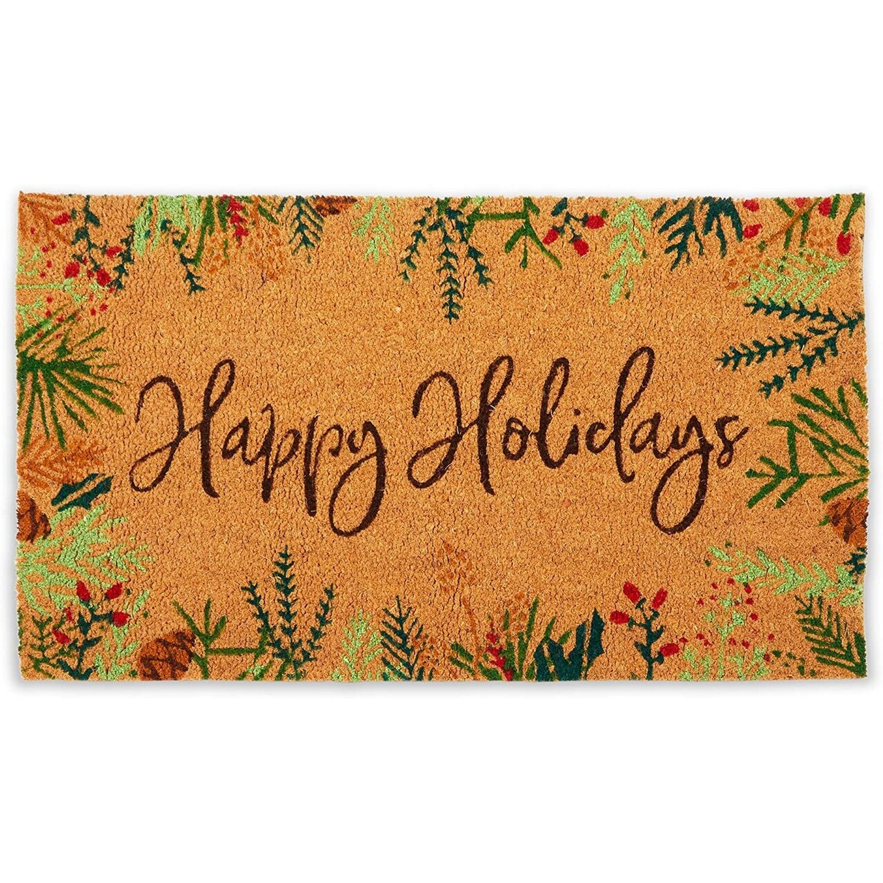 Okuna Outpost Rectangular Coco Coir Doormat - Coco Winter Door Mat for Dirt & Mud - Winter Welcome Mat Coir with Grip Backing - Outdoor Holiday Rug with High-Pile Fibers - 17 x 30 in Multi Color